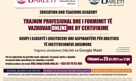 Trajnim Profesional dhe i formimit të vazhduar Online me dy certifikime